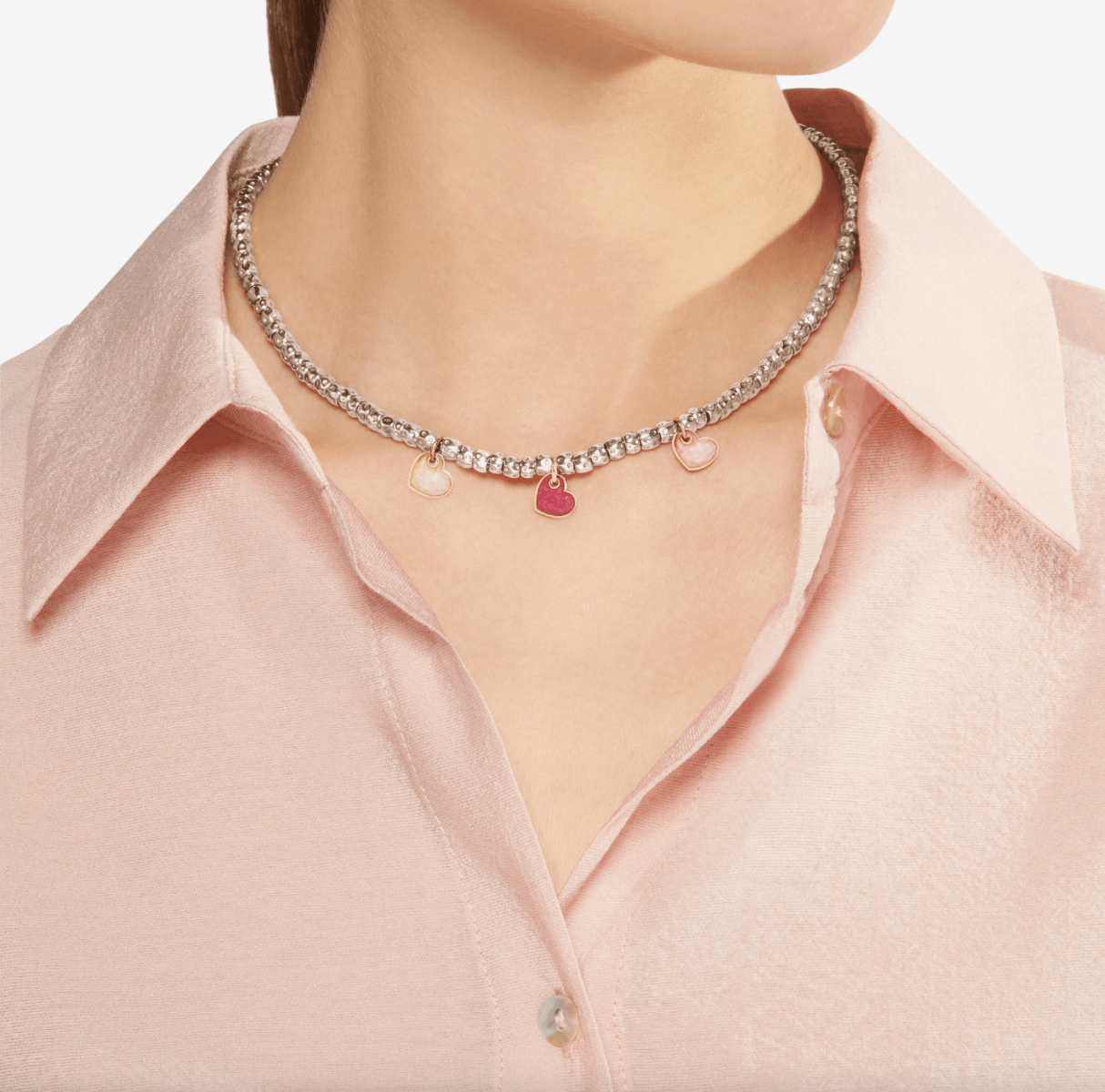 Ciondolo Cuore in Oro Rosa e Smalto Rosso