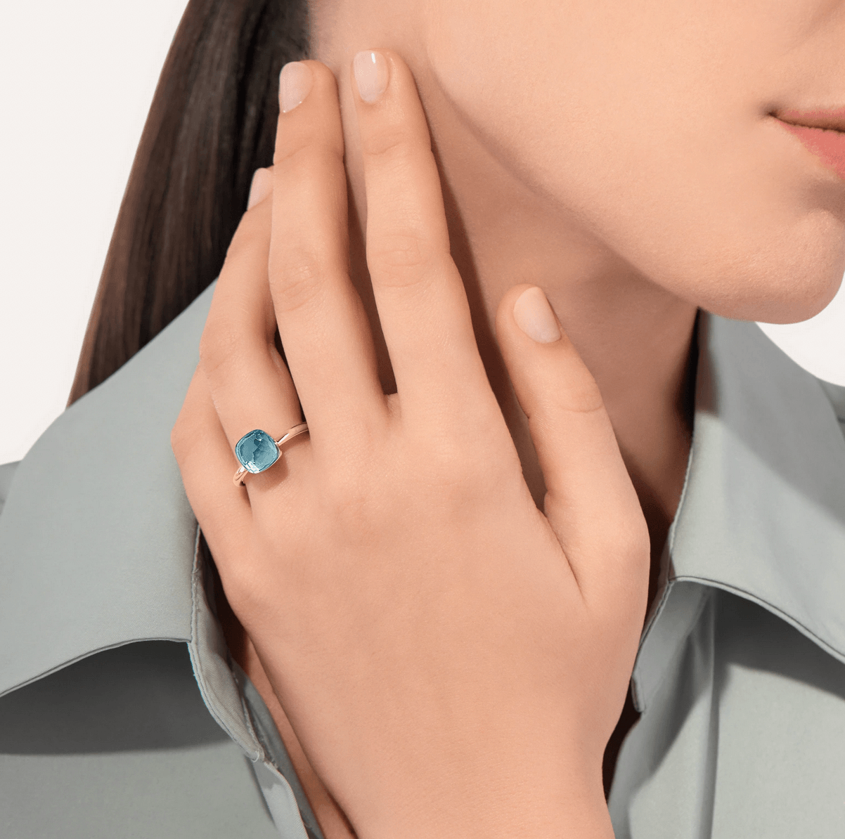 Anello Nudo Petit Topazio Azzurro